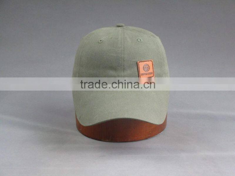 Hi quality Custom 6-panel Cotton twill Baseball Cap with PU badge
