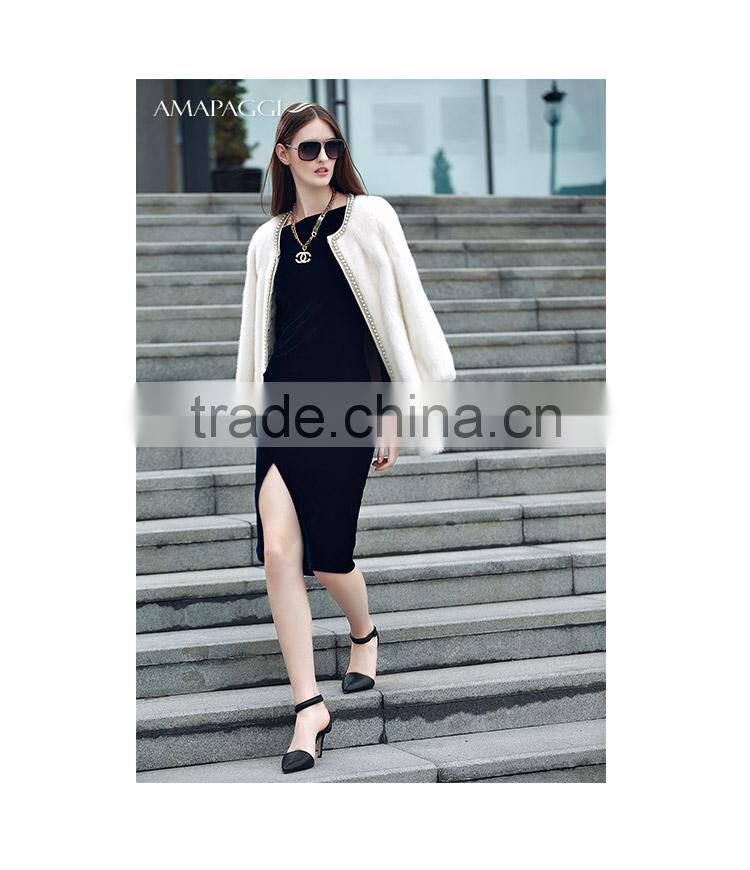 Wholesale customized white mink fur winter coat for women