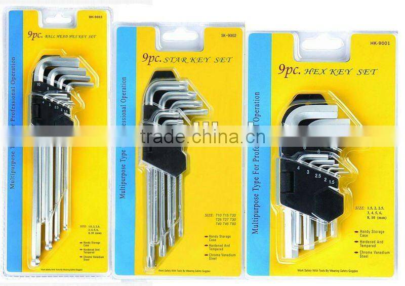Hot Product 9 PCS Metric and SAE Hex Key Set Hand Tool