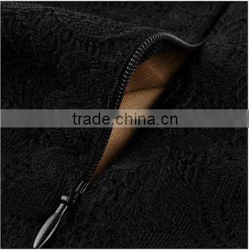 Women's Deep-V Neck Ruffles Floral Lace Fitted Retro Evening Pencil Dress