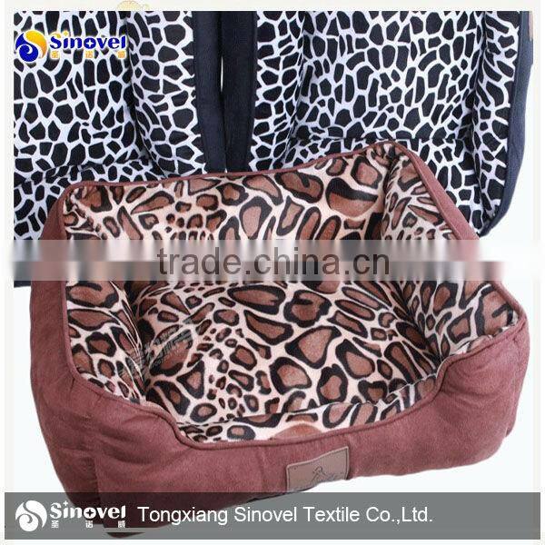 Animal Print Velvet Fabric Pet Products for Dog Bed