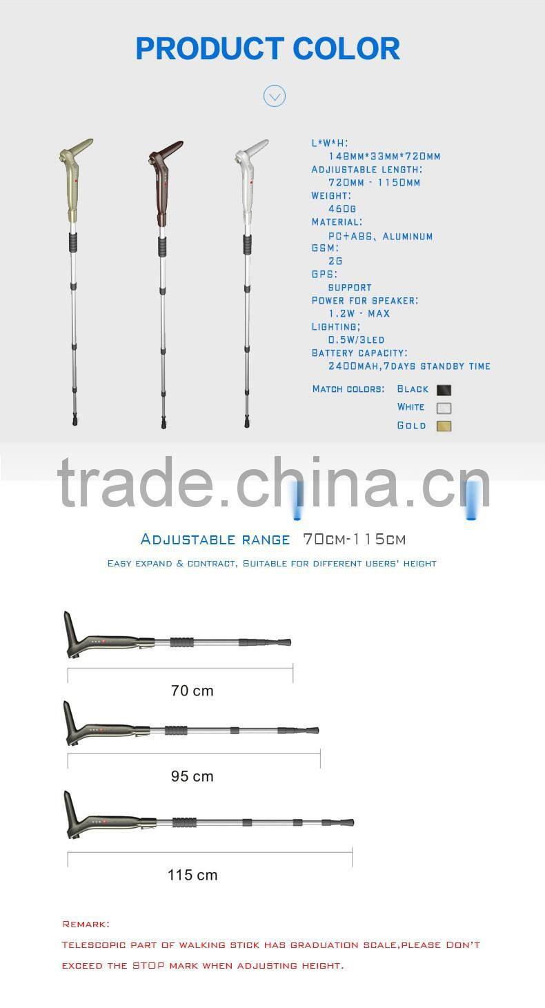 Hot Sale New Multifunction Walking Aids/Walking Stick with Led light/GPS/MP3/Radio for elderly/Bastones y muletas GPS