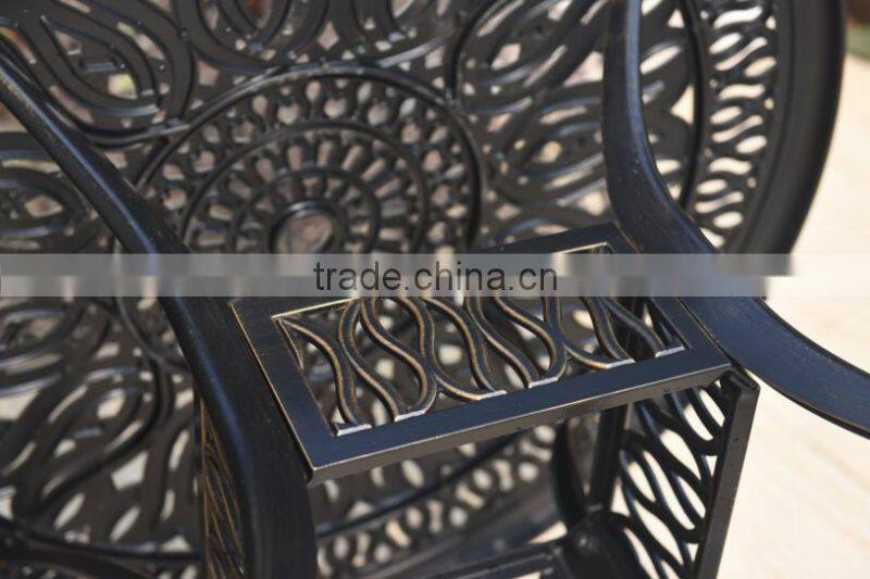 2016 Hot Selling All Weather Elegant Modern Patio Cast Aluminum Outdoor Table with Cushion