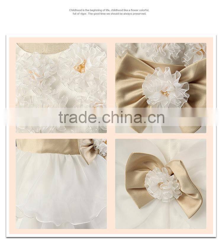 Top Quality Chic Rosette Flower Girl Dress Satin Girl Evening Dresses Fashion Children Pageant Party Dress Wedding Pettidress