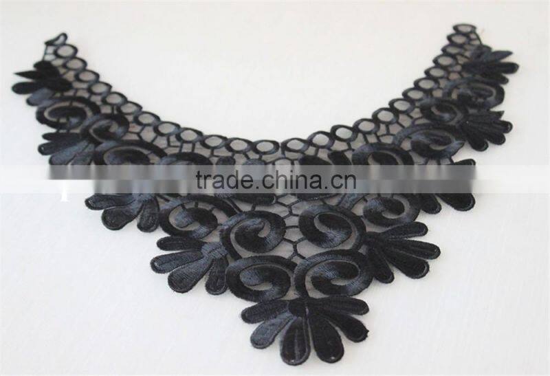 fashion neckline design embroidery guipure lace collar black applique