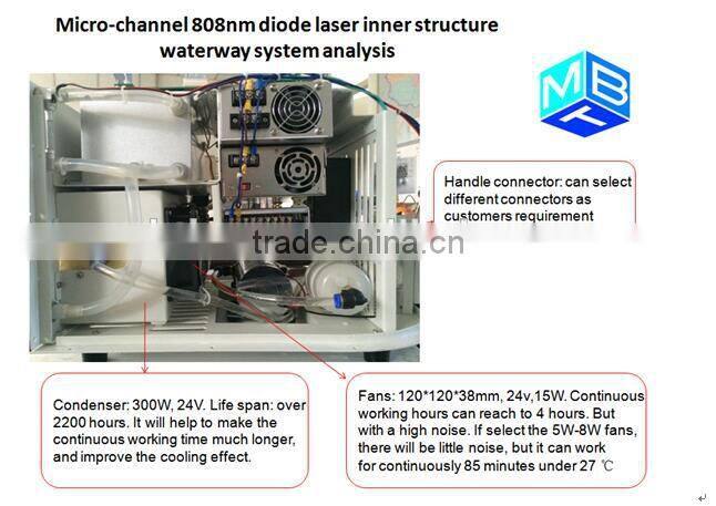 Germany Micro channel 808nm diode laser hair removal machine 12 bars 600w