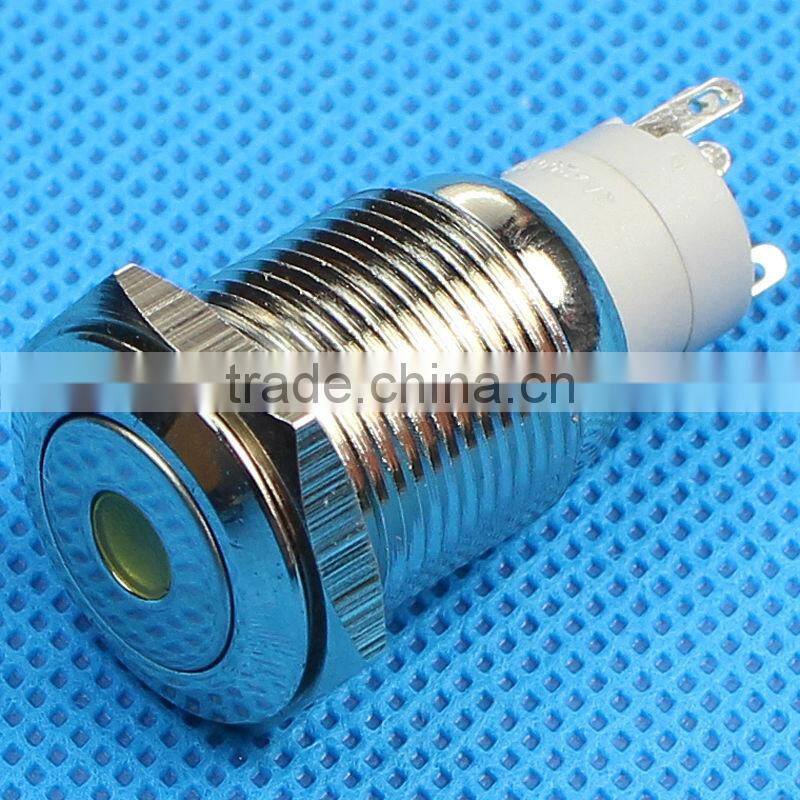 flat round illuminated 16mm push button switch