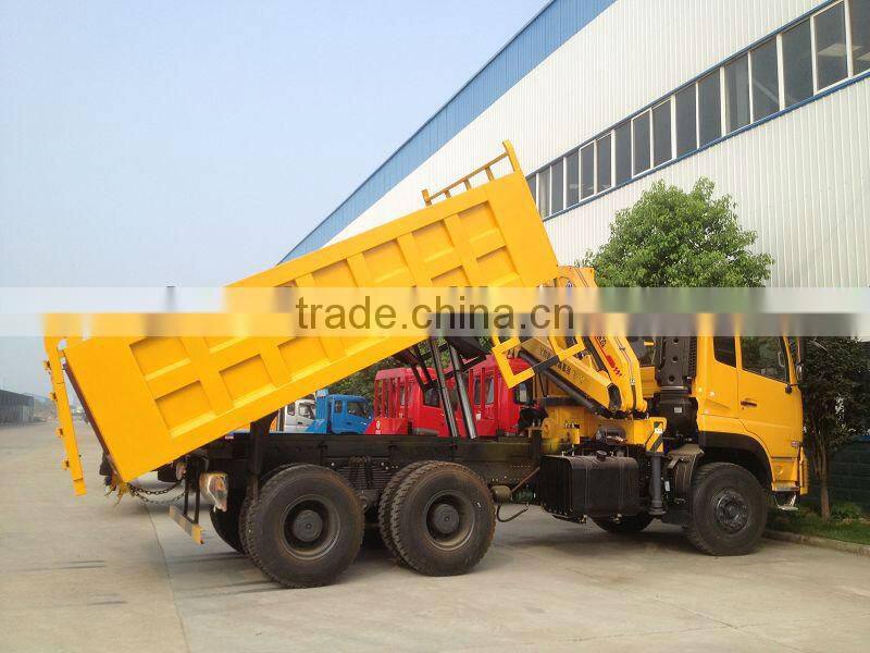 6x4 dongfeng crane tipper truck, crane dump truck