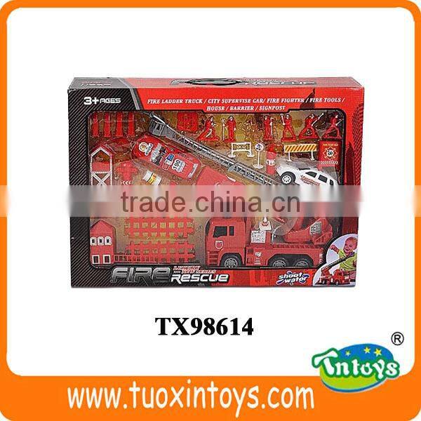 plastic toy truck, fire fighting toys, blue fire truck toy
