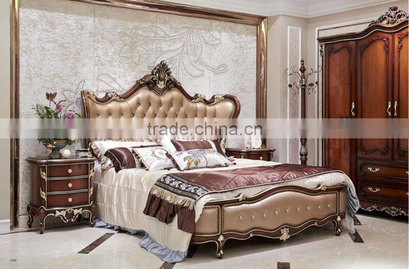 Italian Wood Bedroom Furniture Set, Luxury Royal Bed Room Furniture