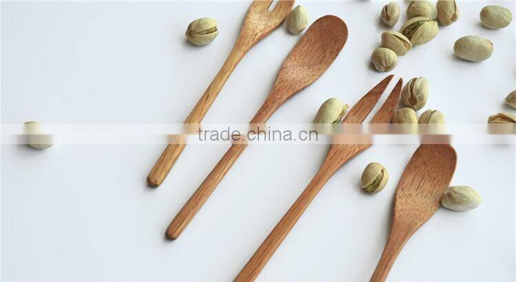 CY047 Natural Wooden Mini Spoon Fork Janpan Style Bamboo Fork Tableware Kit