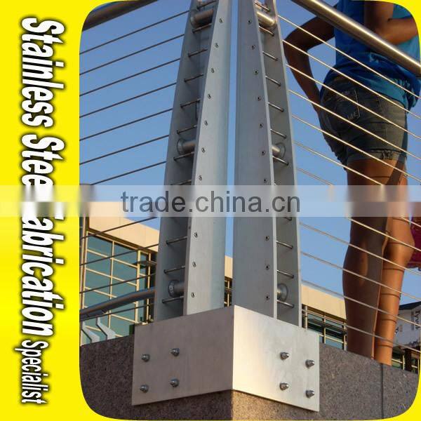 Outdoor Balcony Glass Stair Railing 304 Stainless Steel Cable