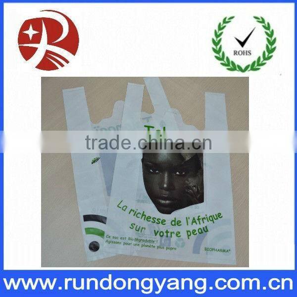 wholesales cheap biodegradable plastic vest bag/T shirt bag