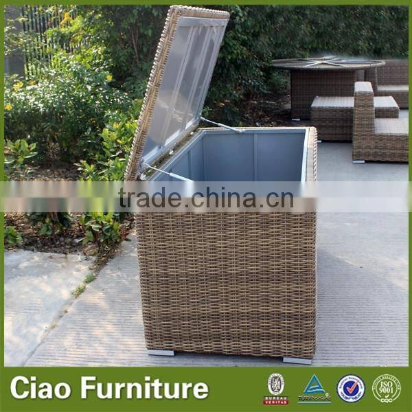 Outdoor garden box half round wicker storage box