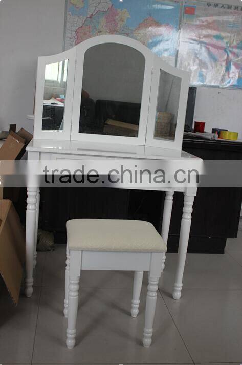 Wooden Furniture Make-up Dressing Table, Wooden Dresser with Mirror and Bench