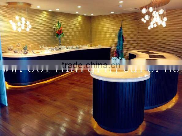 2016 new design acrylic solid surface built hotel buffet table