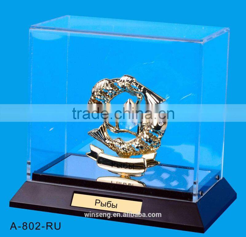 24K gold plated Zodiac Pisces Stand Packed in Acrylic Box