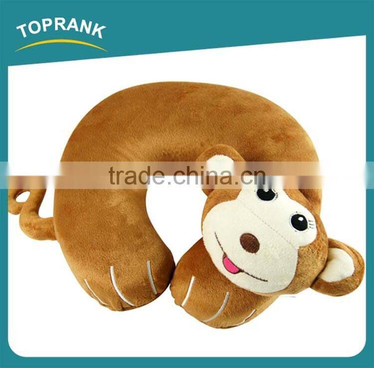 Toprank Cute Plush Monkey Pig Cat Design Memory Foam Travel Pillow Adult Animal U Shaped Travel Neck Pillow