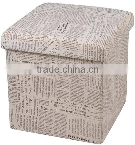 Ployester Linen Collapsible Storage Ottoman With Cover