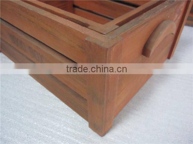 customization paulownia wood crate with wheels and handle