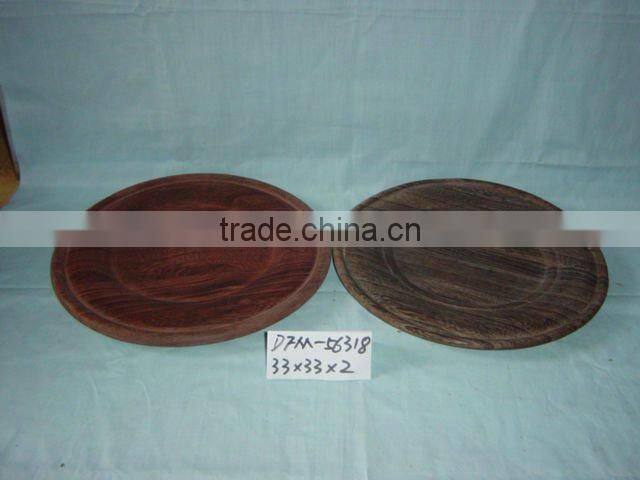 carbonized wholesale decorative round wooden plate