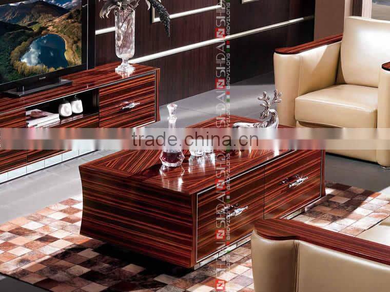 LV-TA809L wooden coffee table with drawers, wooden coffee table designs, wood and glass coffee table