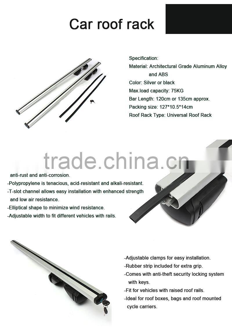 Universal Lockable Aluminum Alloy Car Top Roof Rack Cross Bars Rails