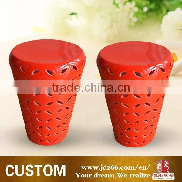 Custom-made red ceramic Garden Seat Stool