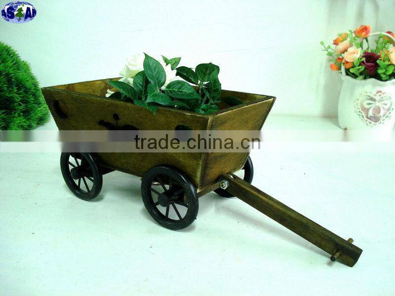 Mini wooden cart for flowers and plants