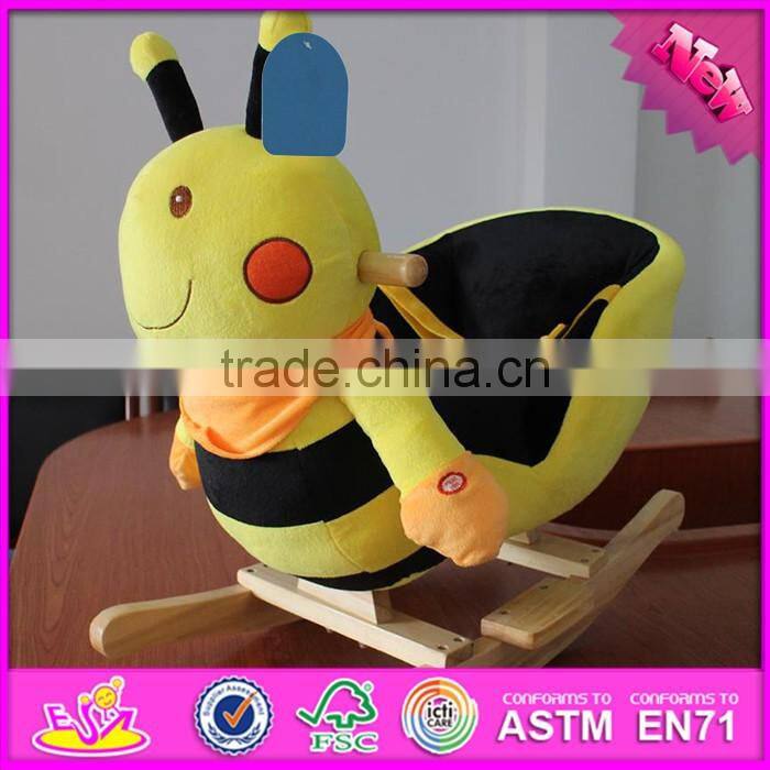 2017 New products baby funny animal with music wooden rocking horse for 2 year old W16D097