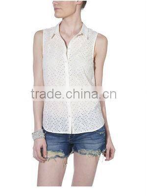 2013 Latest hollow out design for woman blouses