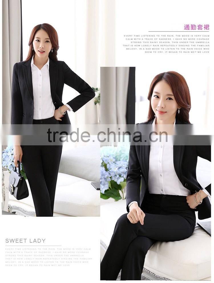 2016 ladies two pieces long sleeve blazer and skirt set women office business suit