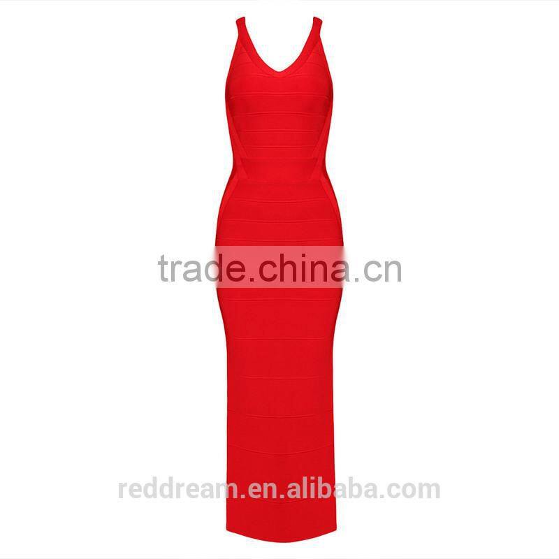 2015 wholesale Lady's latest sexy summer party fashion casual bandage dress with black and red color One-piece Woman dressH1271