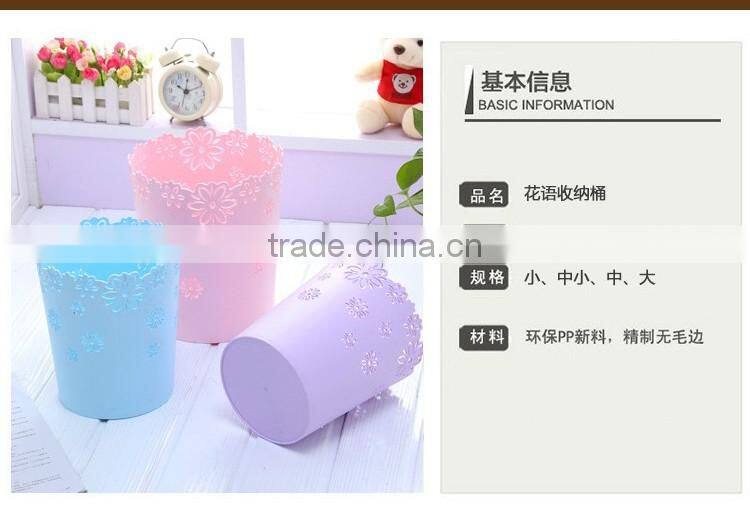 flower design plastic deskside waste basket middle east market garbage can