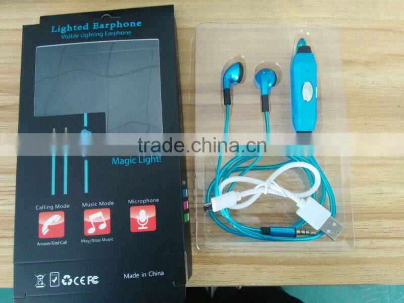 2015 Newest!!! sound music light und active earphone glow with the music Can pick up the phone