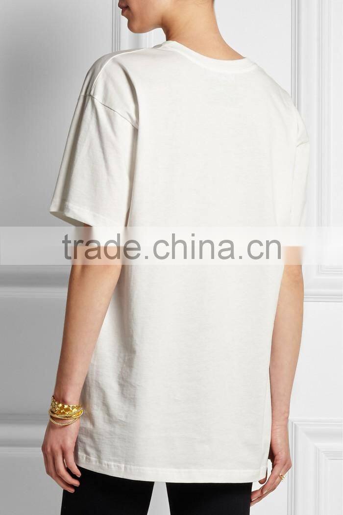 Oversized white printed cotton print t-shirt for sale