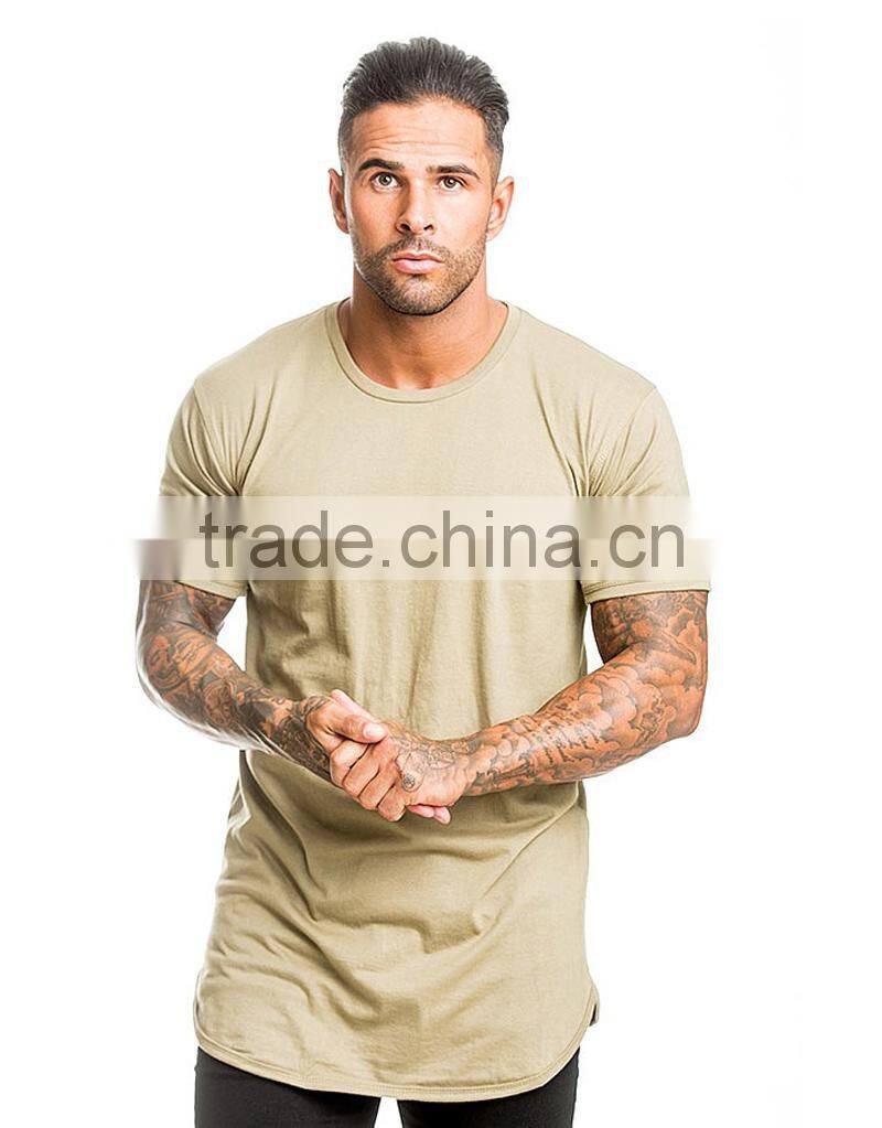 Mens Plain gym running fitness T Shirt with hem bottom