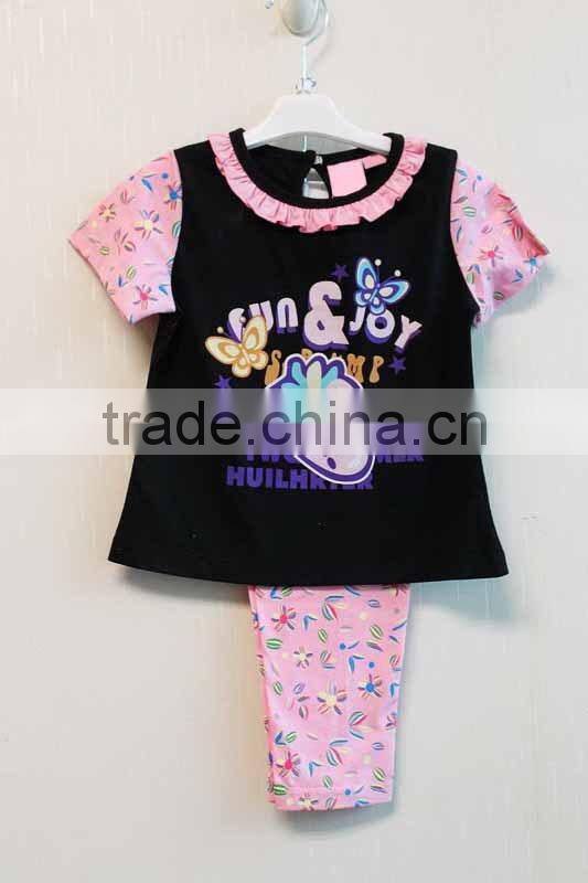 Newest Lovely Baby Girl Summer Pajama Knitted Cap Sleeve Pajama Set TP-7714