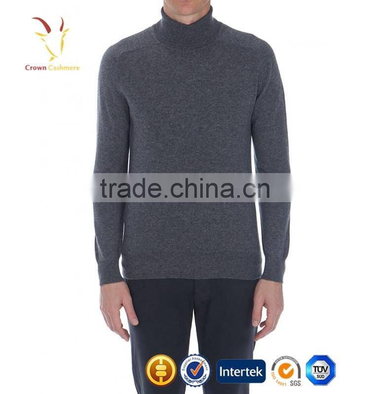 High Neck 100% Wool Cashmere Knit Men Sweater