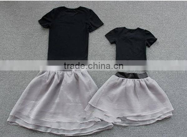 Holesale-Family Set,matching mother daughter clothes summer T-shirt with a skirt mom and daughter dress