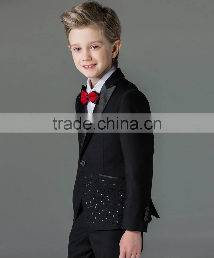 ELPA black 3 piece flower boy formal designer slim fit suits for kids