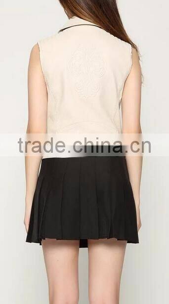 Runwaylover EY1050C 2017 Ladies Fashion Sleeveless Pu Jackets