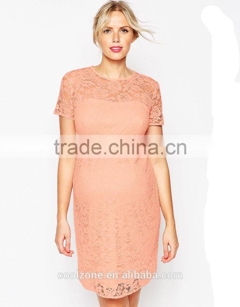 Contrast Waistband Bodycon Fit Lightweight lace Preganat Women Dresses