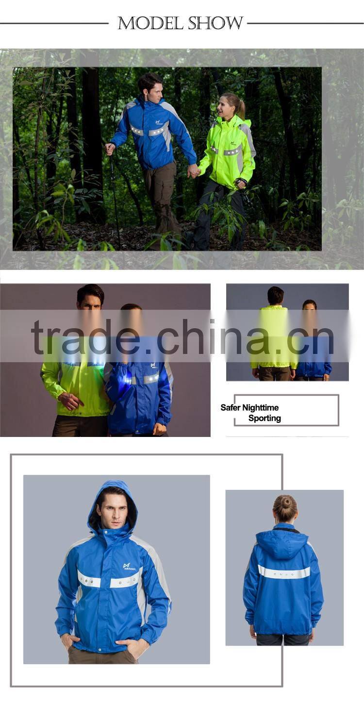 Cool mens night sport led shining warning running jacket