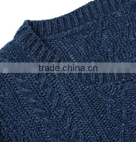 High Quality China Customed Latest Sweater Designs for Men Ribbed Trims Wool Blend Sweater