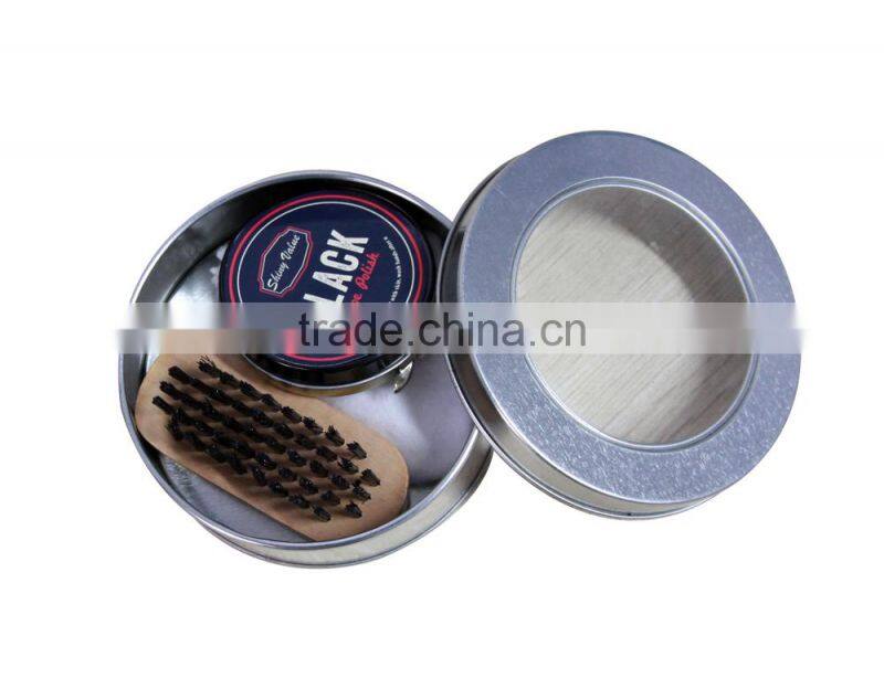 Travel type shoe care usage tin box shoe polish set
