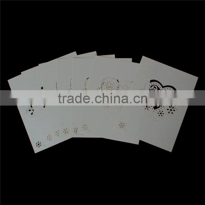 Paper Wedding Party Name Place Card Heart Gray