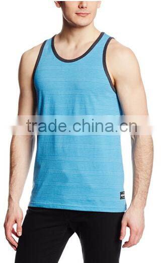 2015 wholesale men's comfortable bodybuliding Stripe jersey tank top in bulk XYT-1902