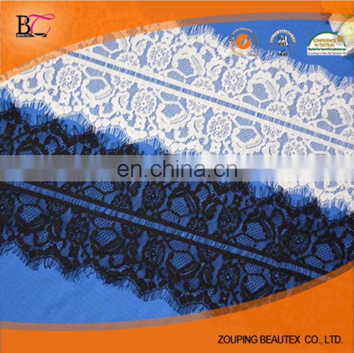 Cheap black high elastic eyelet knitting lace and decorative lace tape with 16 cm