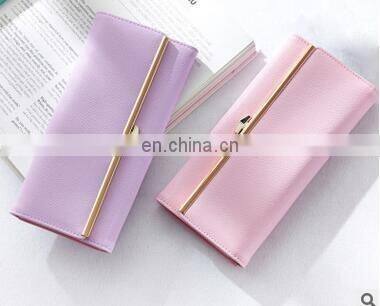 2017 Candy Color Classic Cute Women's Wallet Button Leather Faux Clutch Lady Purse Long Handbag High Quality Card Holder